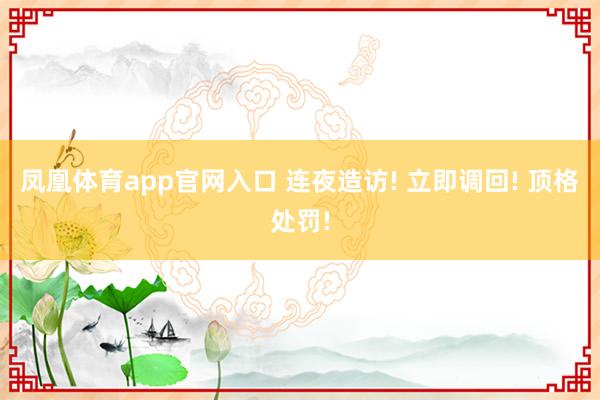 凤凰体育app官网入口 连夜造访! 立即调回! 顶格处罚!