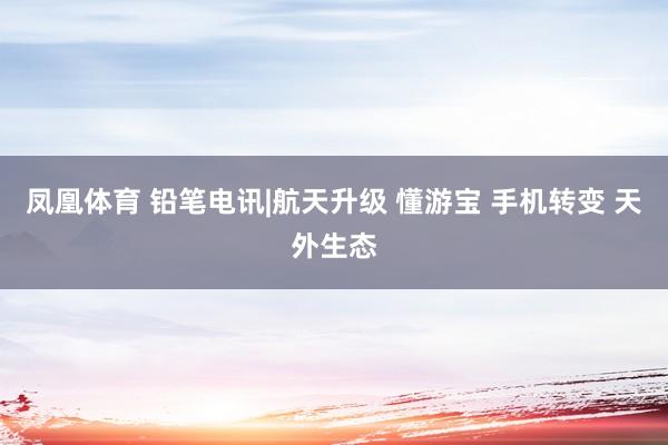 凤凰体育 铅笔电讯|航天升级 懂游宝 手机转变 天外生态