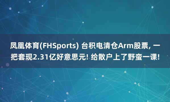 凤凰体育(FHSports) 台积电清仓Arm股票， 一把套现2.31亿好意思元! 给散户上了野蛮一课!