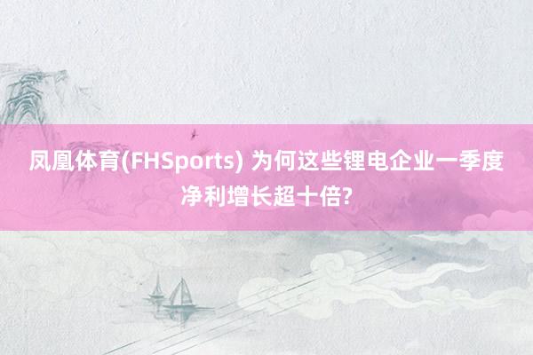 凤凰体育(FHSports) 为何这些锂电企业一季度净利增长超十倍?