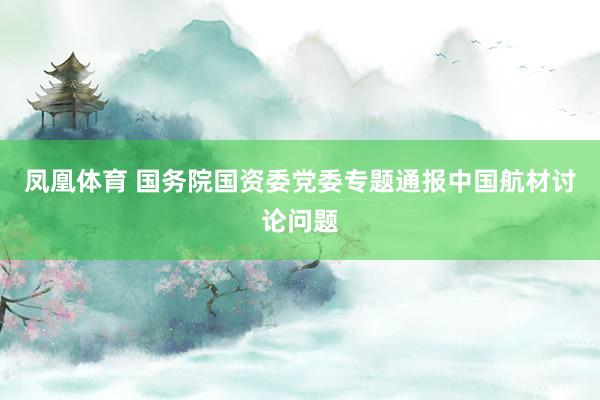 凤凰体育 国务院国资委党委专题通报中国航材讨论问题