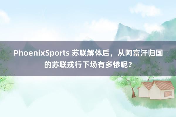 PhoenixSports 苏联解体后，从阿富汗归国的苏联戎行下场有多惨呢？