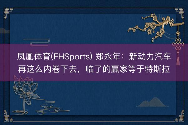 凤凰体育(FHSports) 郑永年：新动力汽车再这么内卷下去，临了的赢家等于特斯拉