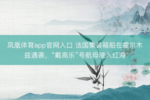 凤凰体育app官网入口 法国集装箱船在霍尔木兹遇袭，“戴高乐”号航母驶入红海